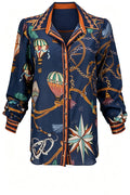 Navy Hot Air Balloon Printed Top