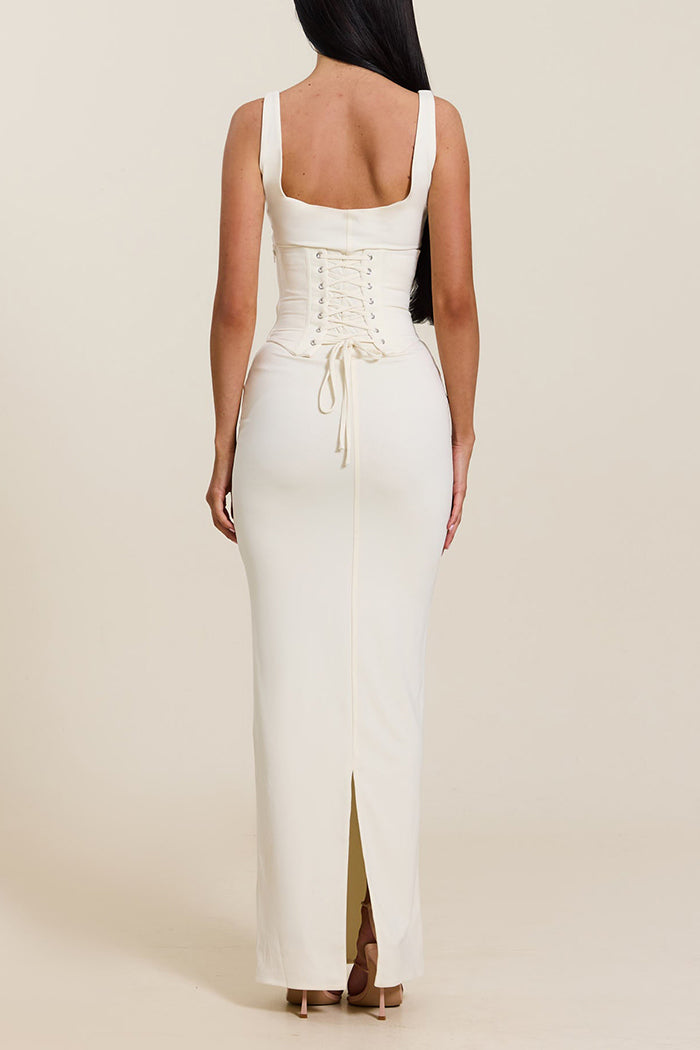 Cream Corset Maxi Dress