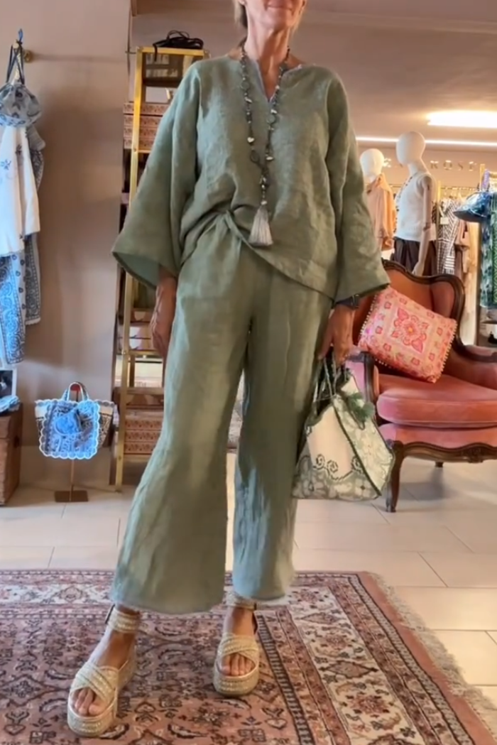 Casual Solid Color Matching Set