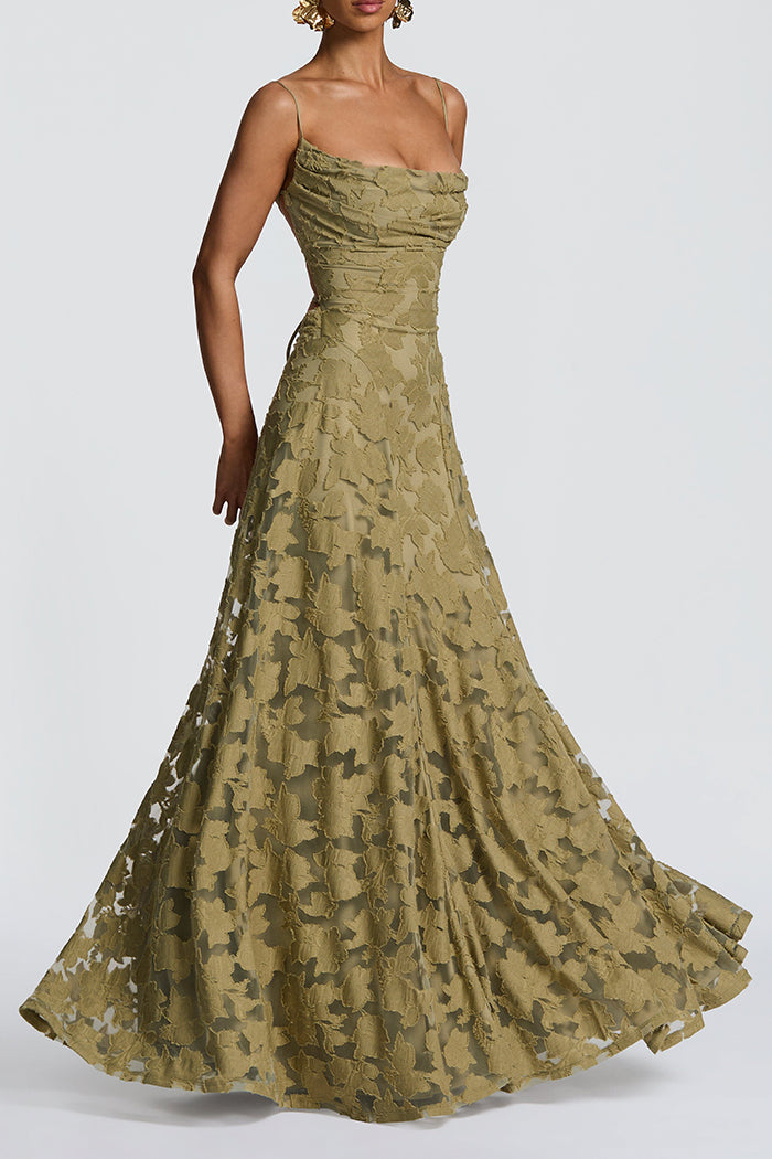 Openwork Floral Knit Maxi Dress