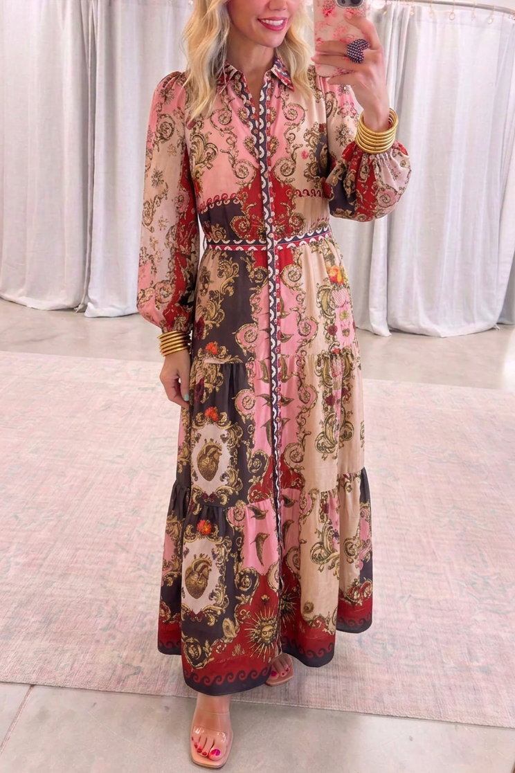 Vintage Baroque Prints Maxi Dress