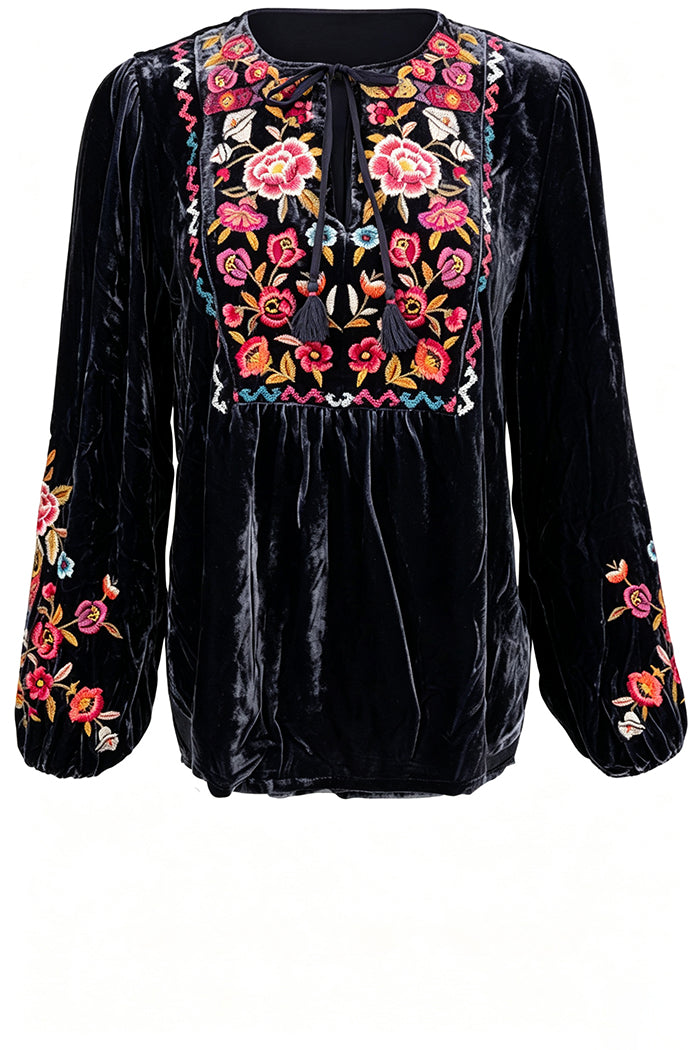 Floral Curved Hem Prairie Top