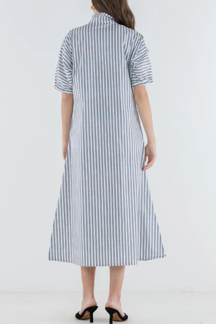 Casual V-Neck Striped Dress