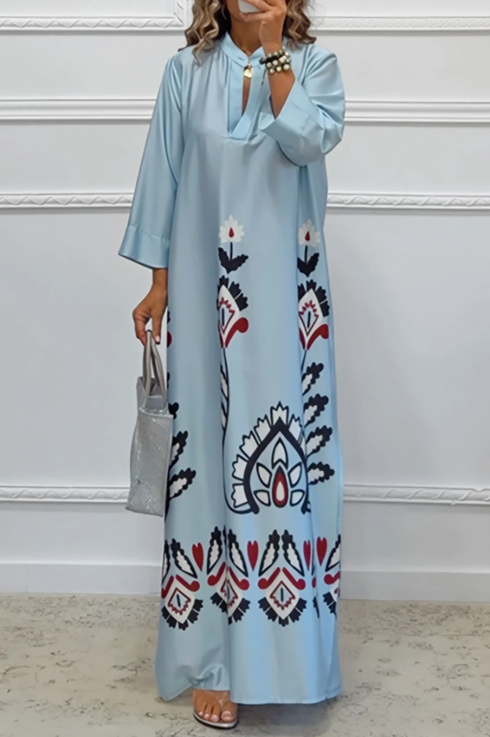 Casual V-Neck Floral Print Dress