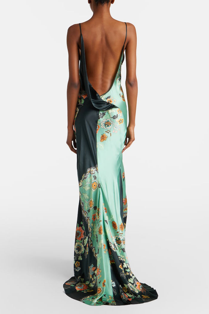 Floral Slip Silk Satin Dress