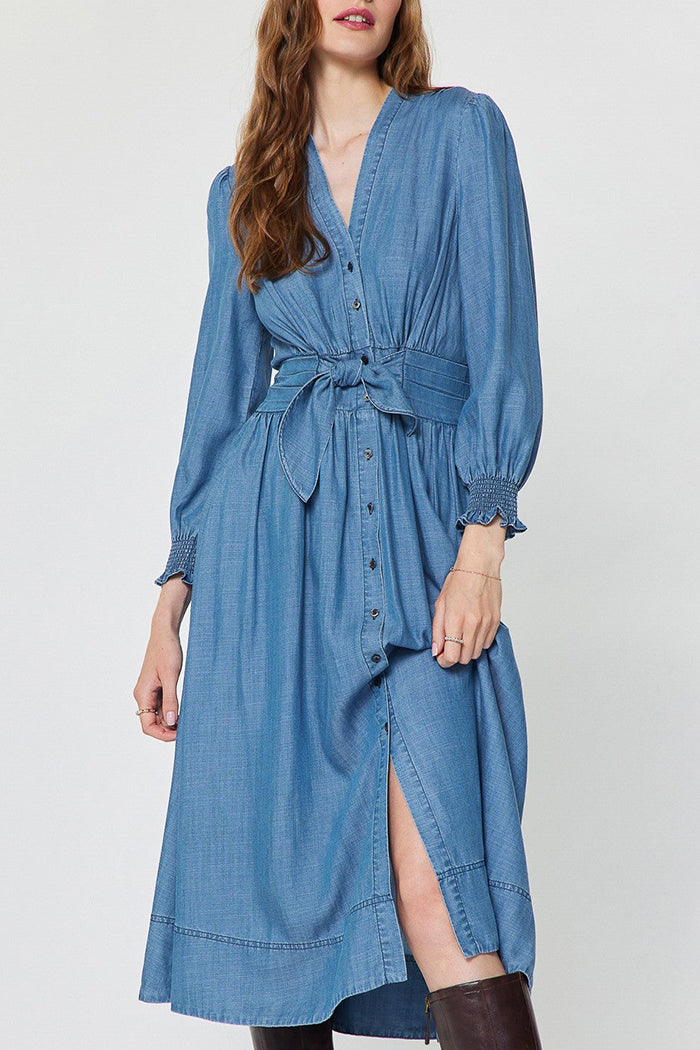 Casual V-Neck Denim Dress