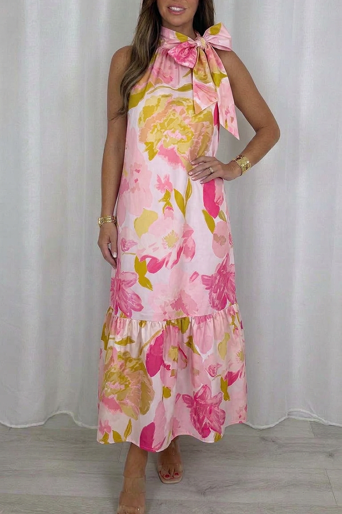 Casual Floral Print Maxi Dress