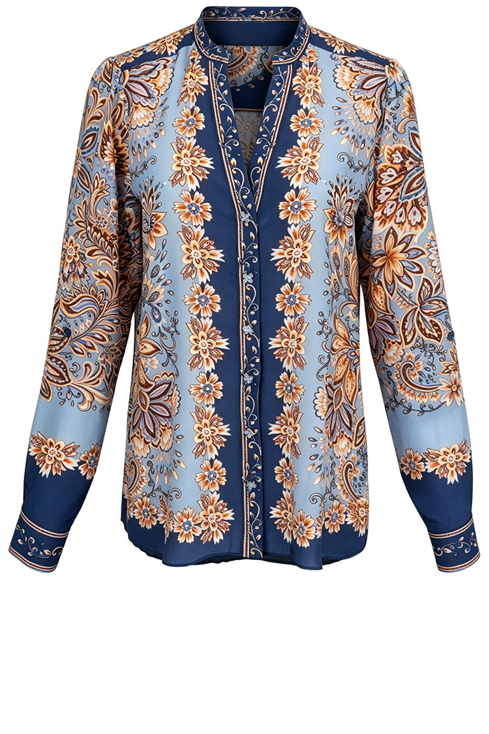 Vintage Border Floral Western Top