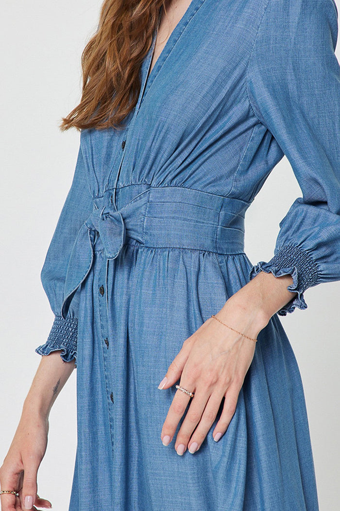 Casual V-Neck Denim Dress