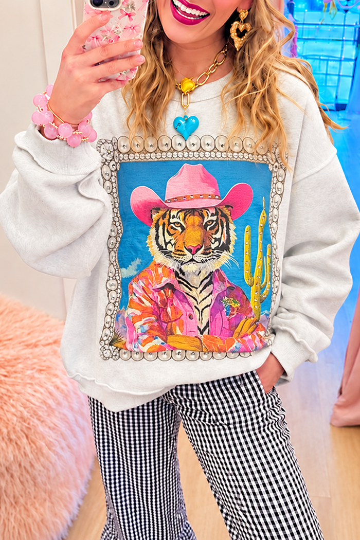 Casual Animal Print Sweatshirt