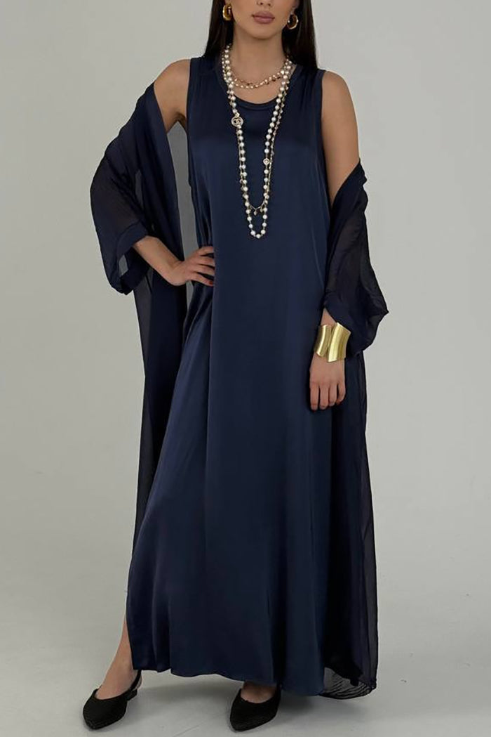 Solid Color Side Slit Hem Dress