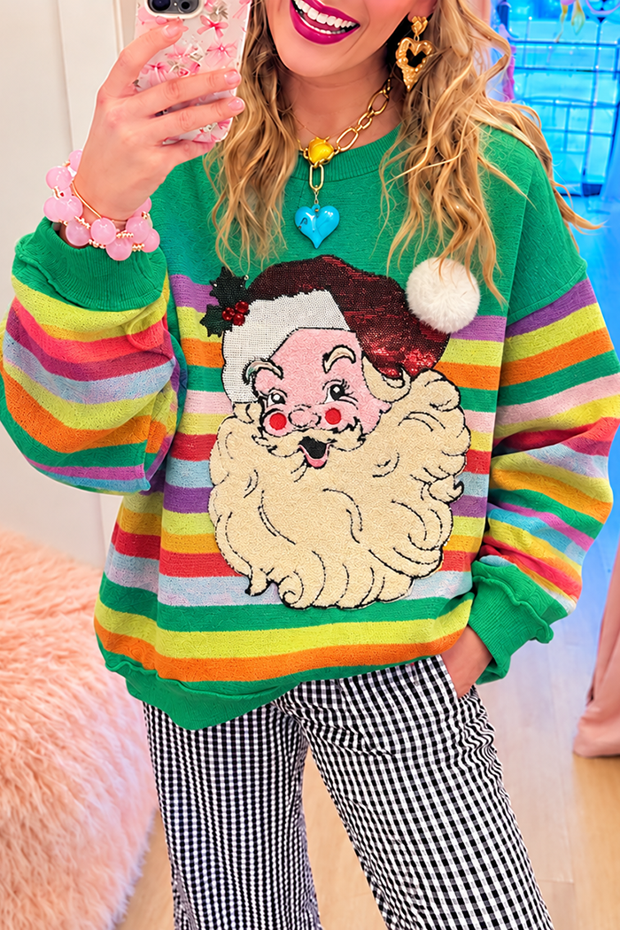 Casual Santa Claus Striped Sweatshirt
