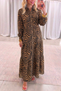 Tiger Stripe Tiered Hem Maxi Dress