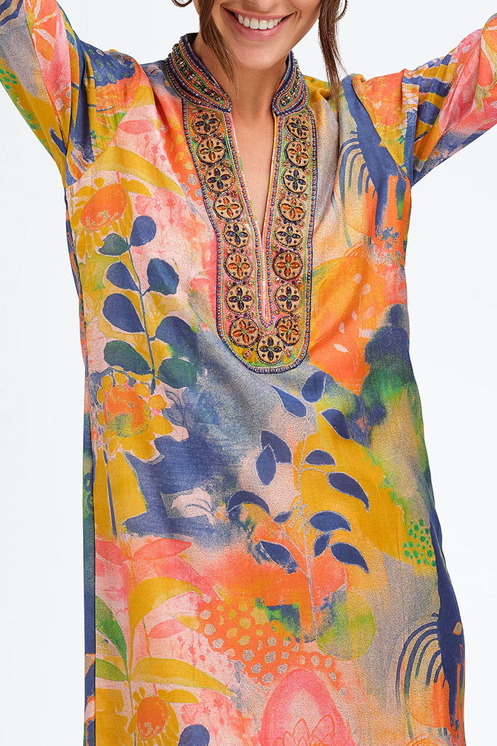 Casual V-Neck Botanical Print Dress