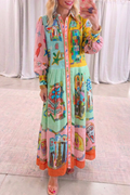 Colorful Abstract Shirt Maxi Dress