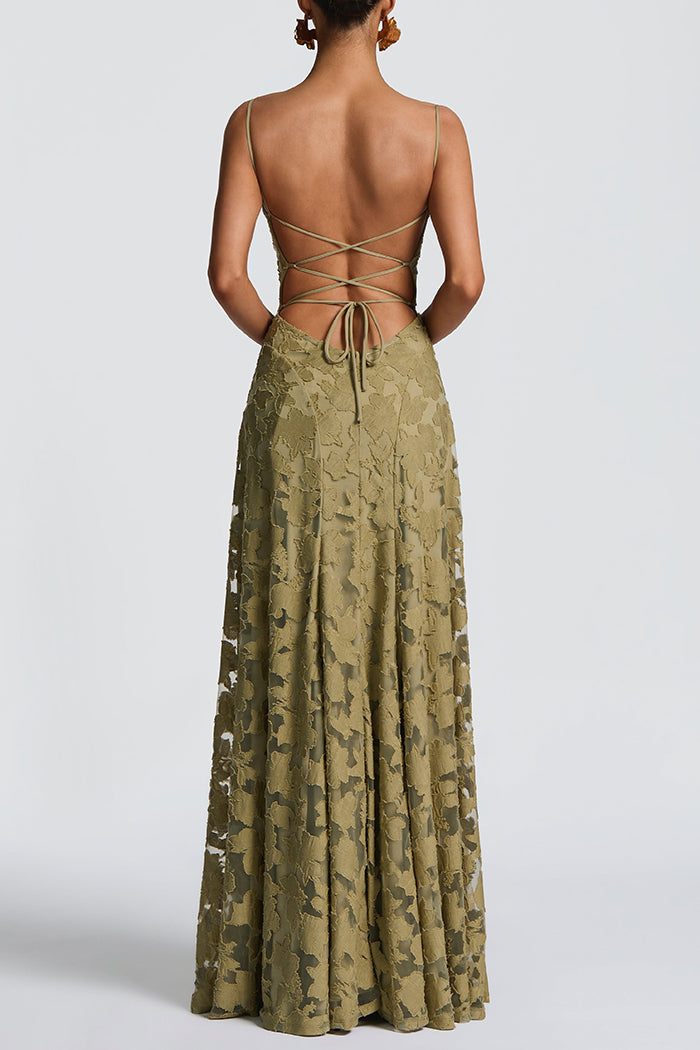 Openwork Floral Knit Maxi Dress