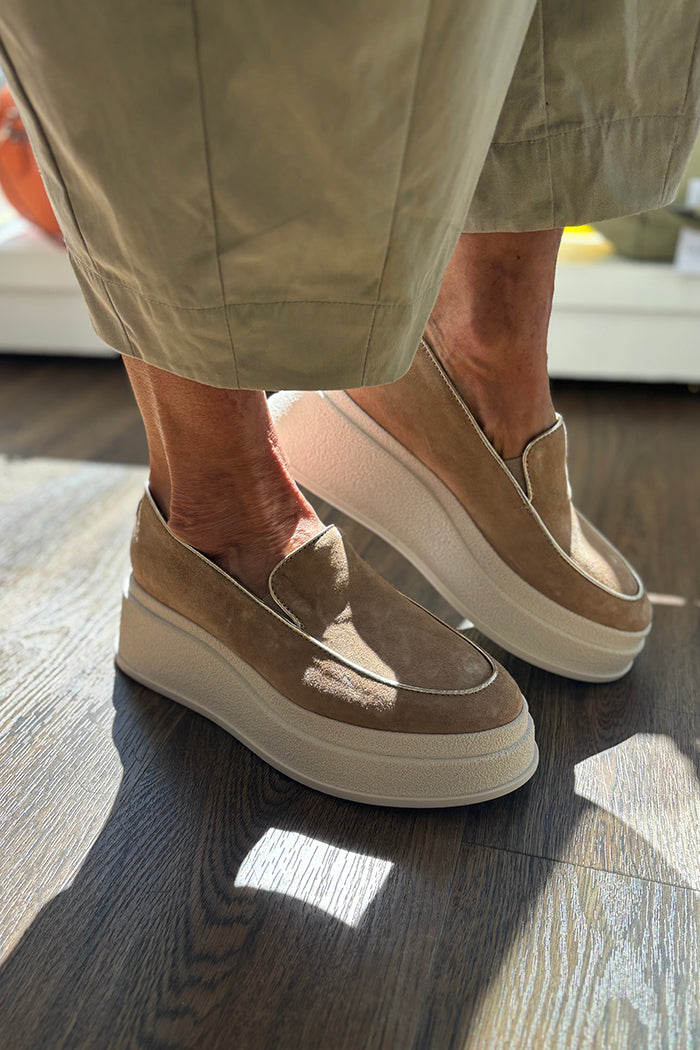 Casual Camel Suede Platform Loafer