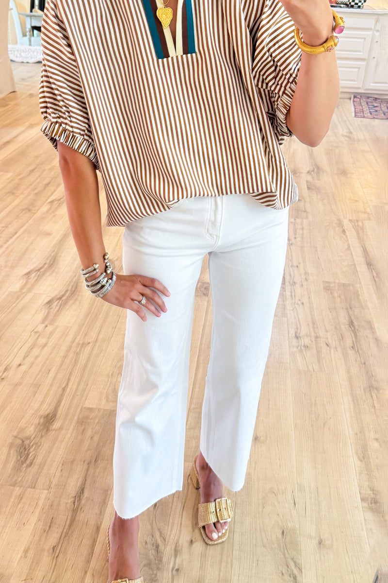 High Rise Wide Leg White Jeans