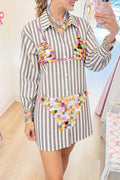 Casual Striped Multi Paillette Bikini Tunic