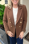 Double Breasted Gold Button Long Sleeve Blazer Jacket