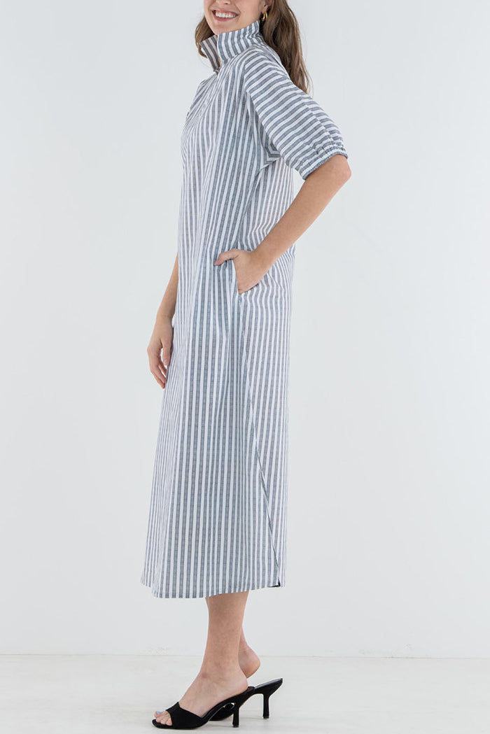 Casual V-Neck Striped Dress